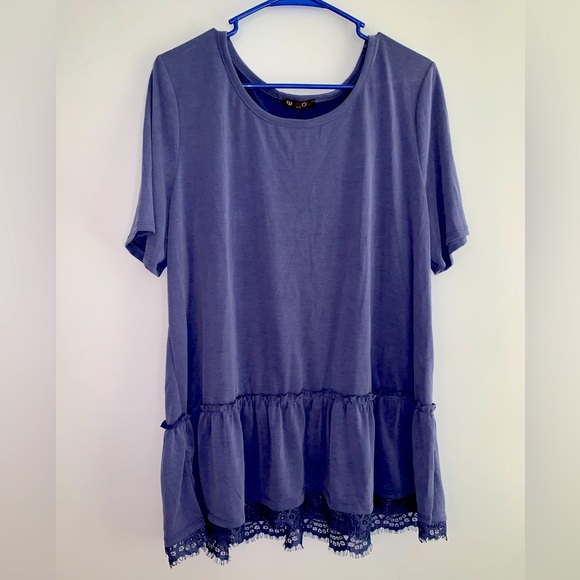 ☀️ Vision USA Boutique Blue Short Sleeve Shirt Women’s Plus Size 20/22 - Picture 1 of 6